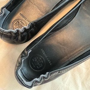 Tory Burch Black Leather Flats